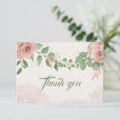 Rosa blütige Blume Salbei grüne Blätter Dankeskarte (Stehend Vorderseite)