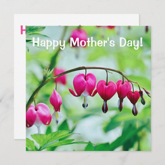 Rosa Blutung Herzkarte Blume Muttertag (Vorne/Hinten)