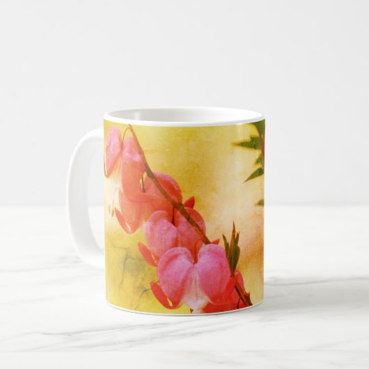 Rosa Blutungen Herz Blume Abstrakt Personalisiert Kaffeetasse (Vorderseite Links)