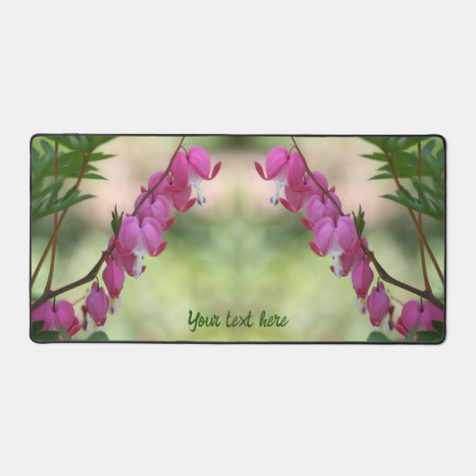 Rosa Blutungen Herz-Blume Personalisiert Schreibtischunterlage (Vorderseite)