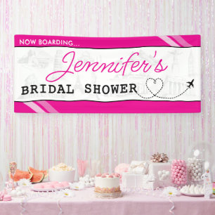Rosa Boarding Pass Brautparty Banner
