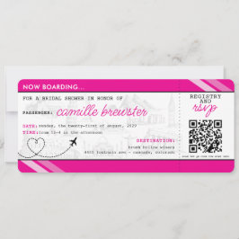 Rosa Boarding Pass Brautparty Einladung