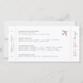 Rosa Boarding Pass Ziel Save the Date (Rückseite)