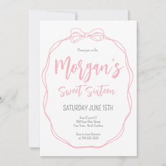 Rosa Bogen Birthday Einladung, Preppy Girl Birthda Einladung