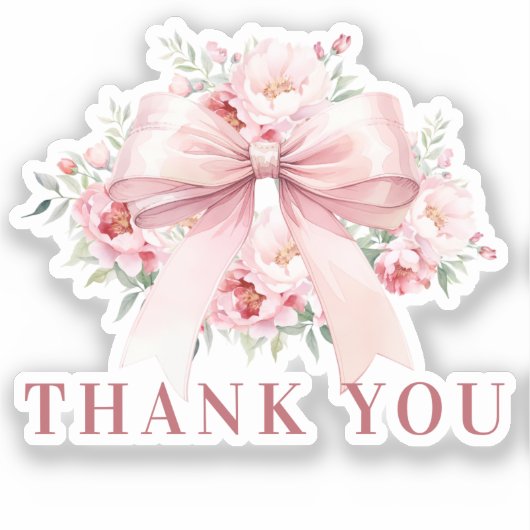 Rosa Bogen Blume Danke Aufkleber (Vorderseite)