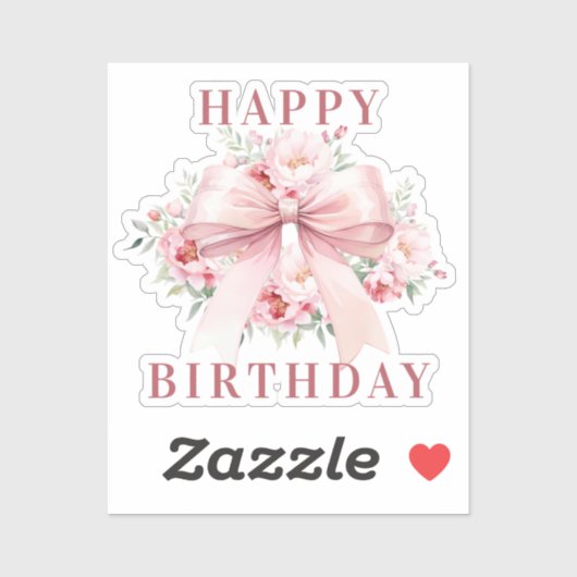 Rosa Bogen Blume Glücklich Geburtstag Aufkleber (Blatt)