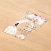 Rosa Bogen Blumen creme Kleid klar Quinceanera Acryleinladungen (Ablage )