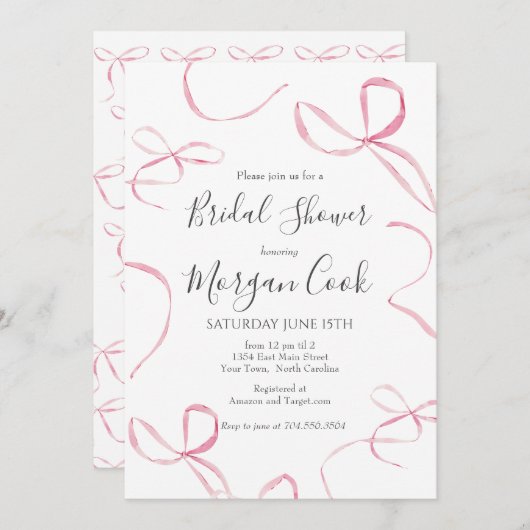 Rosa Bogen Bridal Dusche Einladung, tippen Sie den Einladung (Vorne/Hinten)