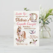 Rosa Bogen Coquette Cowgirl Brautparty Einladung (Stehend Vorderseite)