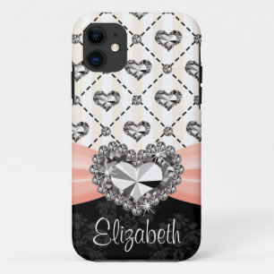 Rosa Bogen-diamante de imitación-Herz iPhone 11 Hülle