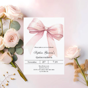 Rosa Bogen elegant Quinceanera Einladung