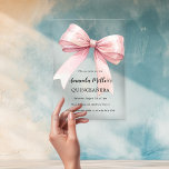 Rosa Bogen elegant Quinceanera Luxus Acryleinladungen<br><div class="desc">Der helle,  transparente Hintergrund ist mit einem rosa großen Bogen verziert. Personalisieren und fügen Sie einen Namen und Party-Details hinzu.</div>