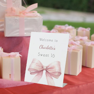 Rosa Bogen elegant Sweet 16 Empfang Sockelschild