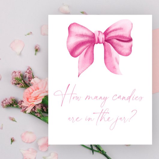 Rosa Bogen - erraten Sie, wie viele Bonbons in Gla Poster