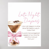 Rosa Bogen Espresso Dusche Späte Nacht Windeln Sch Poster (Vorne)