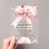 Rosa Bogen florale Mädchen Erste Kommune klar Acryleinladungen (Insitu (Handheld))