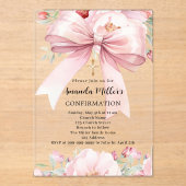 Rosa Bogen florale Mädchen klare Bestätigung Acryleinladungen (Vorderseite)