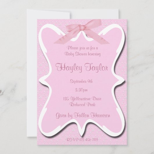 Rosa Bogen Kinderdusche Einladung (Vorderseite)