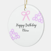 Rosa Bogen lila Blütenpastellblüte Geburtstag Keramik Ornament (Links)