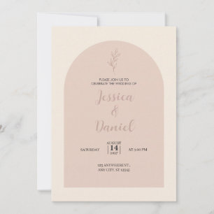 Rosa Bogen Linien Kunst Blatt Stiel Hochzeitseinla Einladung