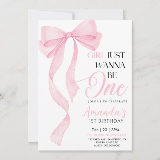 Rosa Bogen Mädchen Geburtstag Einladung (Vorderseite)