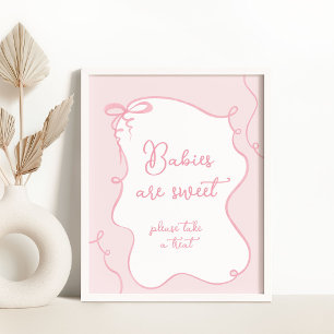 Rosa Bogen minimale Babys sind süße Babydusche Poster
