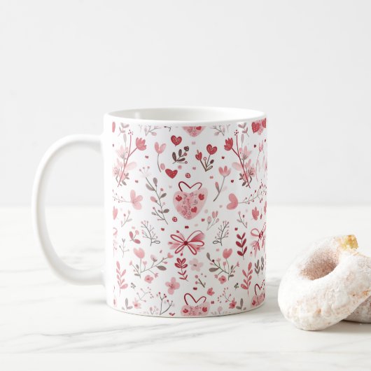 Rosa Bogen mit Blume Kaffeetasse (Mit Donut)