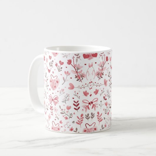 Rosa Bogen mit Blume Kaffeetasse (Vorderseite Links)
