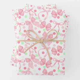 Rosa Bogen mit rosa und grünen Punkten Geschenkpapier Set