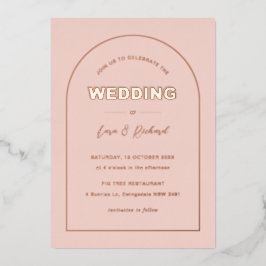 Rosa Bögen Moderne, fette Schriftart Hochzeit Folieneinladung