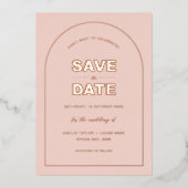 Rosa Bögen Moderner, formatierter Text Save the Da Folieneinladung (Vorderseite)