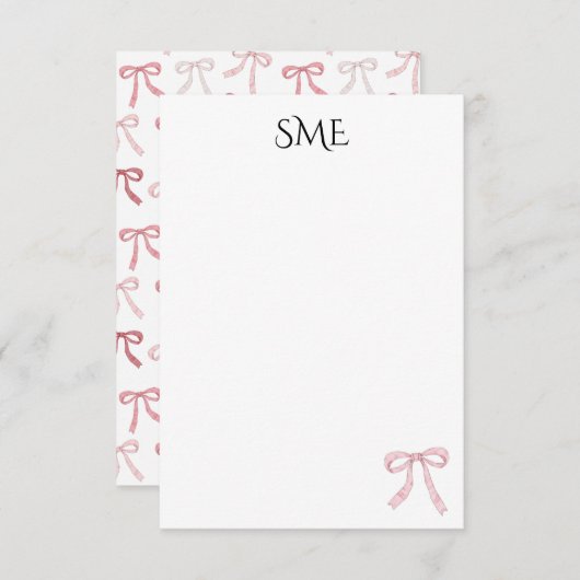 Rosa Bogen Monogramm Dankeskarte (Vorne/Hinten)