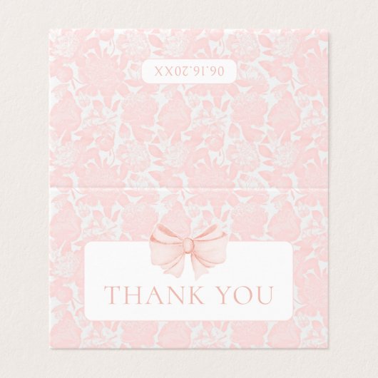 Rosa Bogen preppy Girl Dusche danke Karten (Außenseite Aufgefaltet)