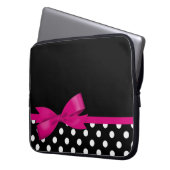 Rosa Bogen-Schwarzweiss-Tupfen Laptopschutzhülle (Vorderseite Links)