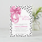 Rosa Bogen Sie bindet das Brautparty des Knotens Einladung (Stehend Vorderseite)