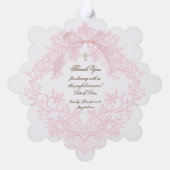 Rosa Bogen Taufe danke Ornament Karte (Rückseite)