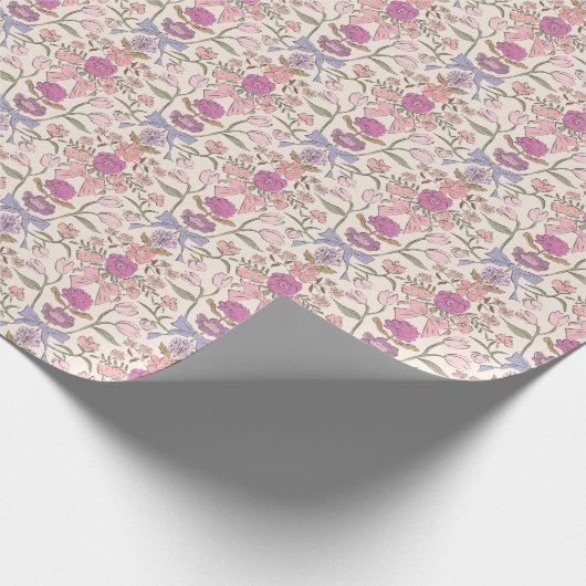 rosa Bögen und Blütenmuster Geschenkpapier (Ecke)