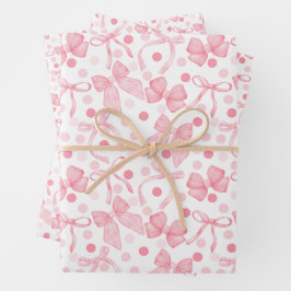 Rosa Bögen und dunkelrosa Punkte Geschenkpapier Set