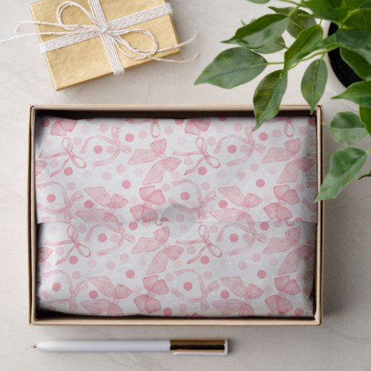 Rosa Bögen und dunkelrosa Punkte Seidenpapier (Geschenk)
