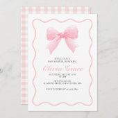 Rosa Bogen und Gingham-Babydusche Einladung (Vorne/Hinten)