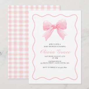 Rosa Bogen und Gingham-Babydusche Einladung