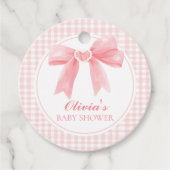 Rosa Bogen und Gingham-Babydusche Geschenkanhänger (Vorderseite)