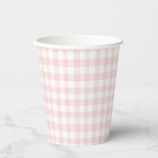 Rosa Bogen und Gingham-Babydusche Pappbecher (Vorderseite)