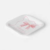 Rosa Bogen und Gingham-Babydusche Pappteller (Gewinkelt)