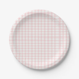 Rosa Bogen und Gingham-Babydusche Pappteller