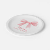 Rosa Bogen und Gingham-Babydusche Pappteller (Schrägansicht)