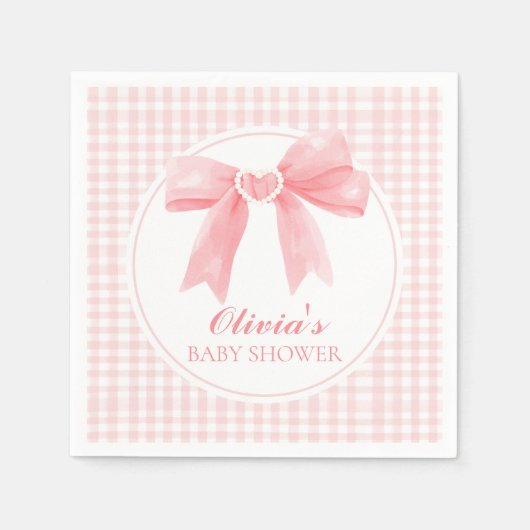 Rosa Bogen und Gingham-Babydusche Serviette (Vorderseite)