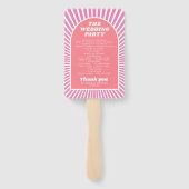 Rosa Bogen und Sonnenstrahlen Groovy Hochzeitsprog Fächer (Rückseite)