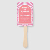 Rosa Bogen und Sonnenstrahlen Groovy Hochzeitsprog Fächer (Vorderseite)