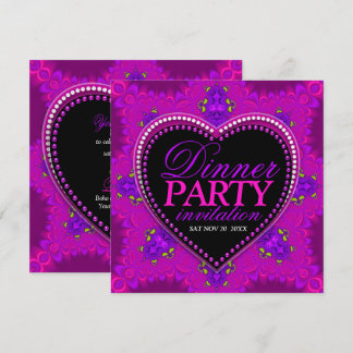 Rosa Bohemisch Groovy Girl Liebe Abendessen Party Einladung